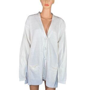 Basic Editions Oversized Ribbed Cardigan Women Size 1X Button Down Cream Sweater